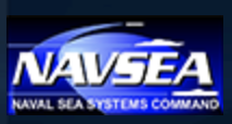 Navsea naval sea systems command logo featuring microwave radio frequency antennas.