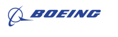 The Boeing logo featuring microwave radio frequency antennas, showcased on a white background.