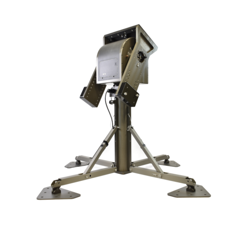 A metal stand with a camera on it.