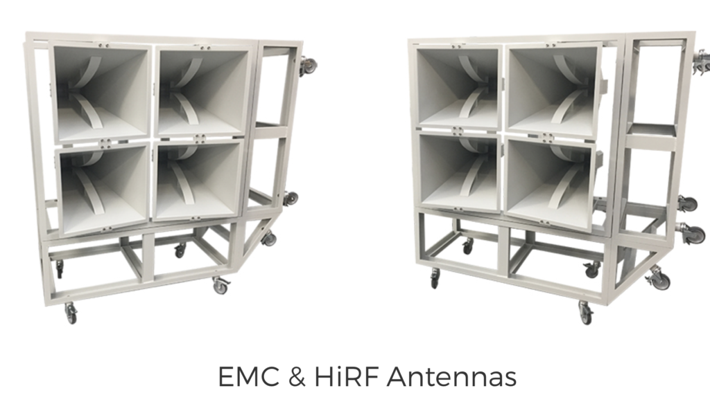 Two different views of the emc and hirf antennas.