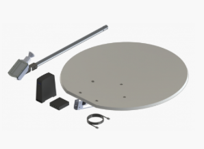 An image of a satellite dish and accessories.